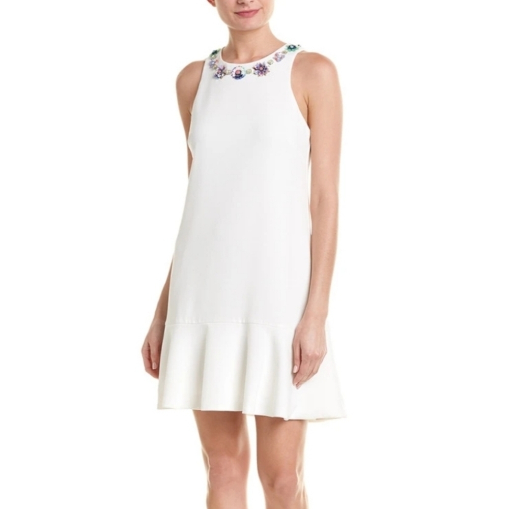 NWT! TRINA TURK Size 4 White Sleeveless Dress - Picture 1 of 7